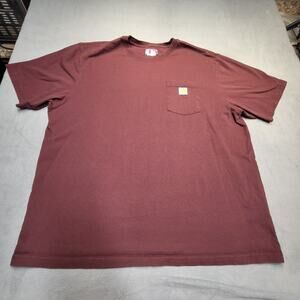 Carhartt Shirt Mens 2XL Burgundy Loose Fit Short Sleeve Pocket Tee